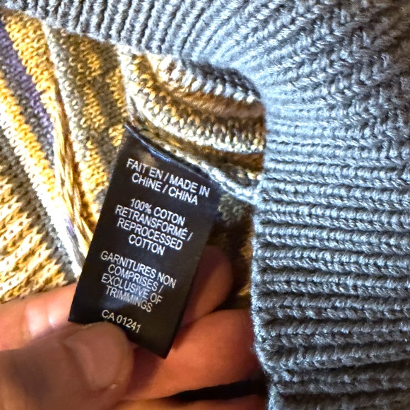 Yellow, khaki and purple oversized mixed knit textured striped long sleeve NWT - Picture 5 of 8